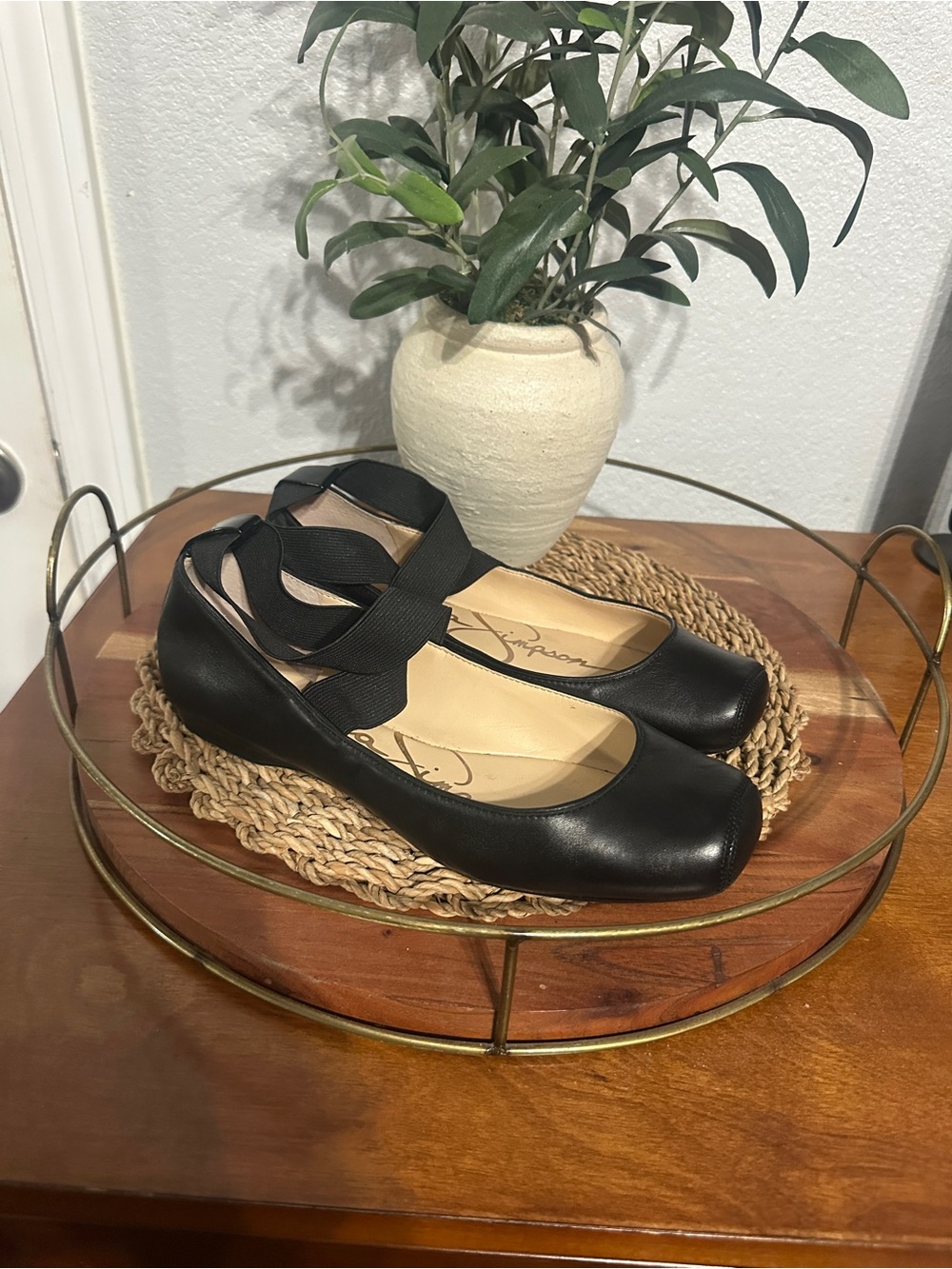 Jessica Simpson Black Ballet Flats with Elastic Strap
